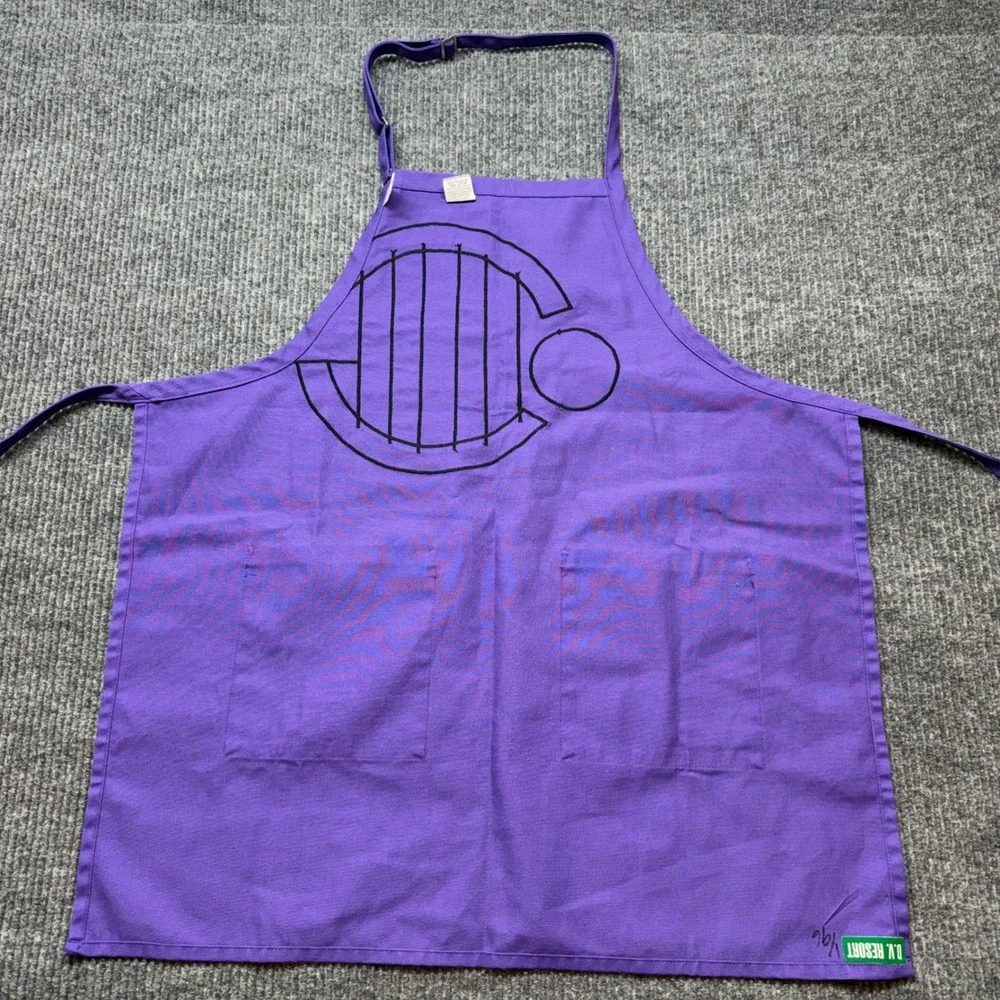 D.V. Resort Purple Graphic Apron Adjustable Neck Two Pockets Cotton Blend 1/96